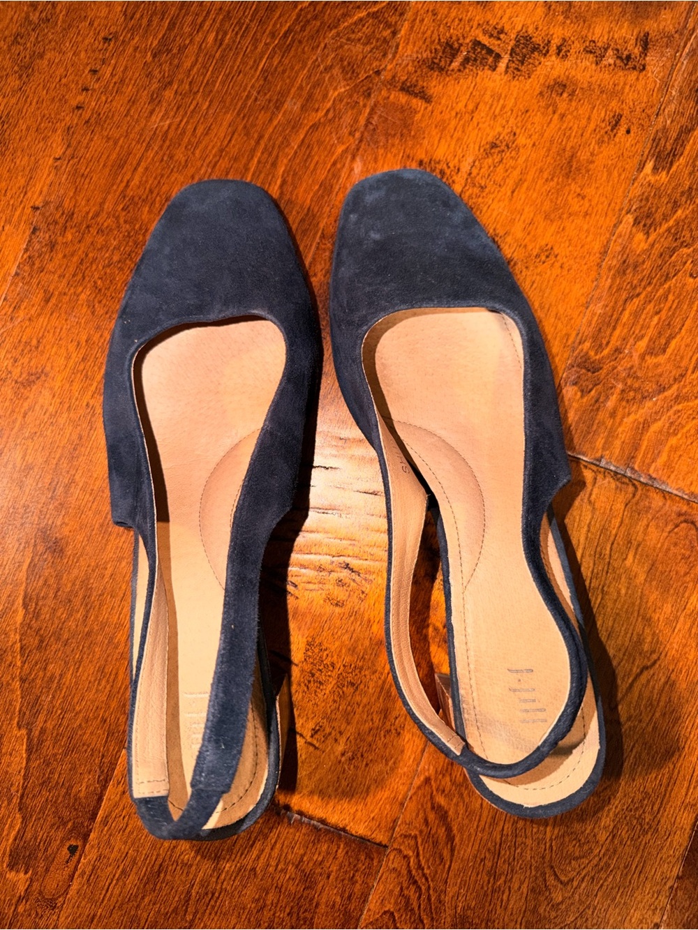 Women's Navy Suede Slingback Block Heel Pumps - Picture 2 of 6